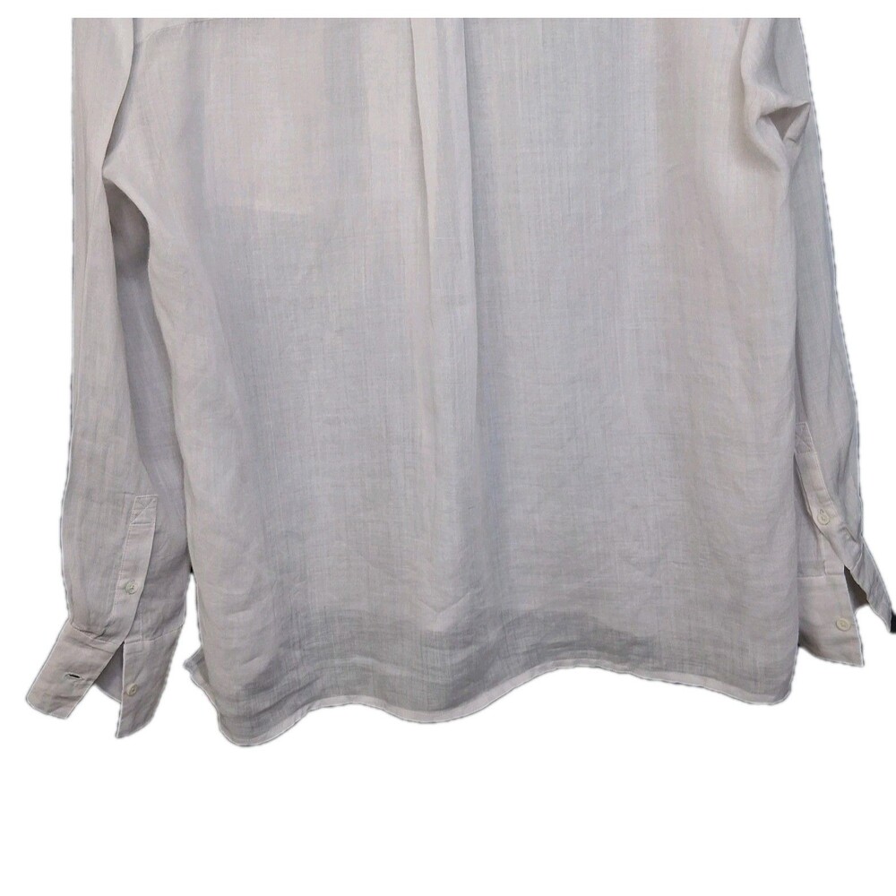 Sheer Light Gray Ramie Blouse Silk Cuffs Joseph Minimalist Top Sz 42 (US 10-12) - Picture 9 of 15